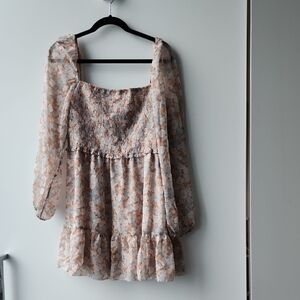 Wilfred Tempest Shirred Pastel Floral Print Flowy Mini Dress